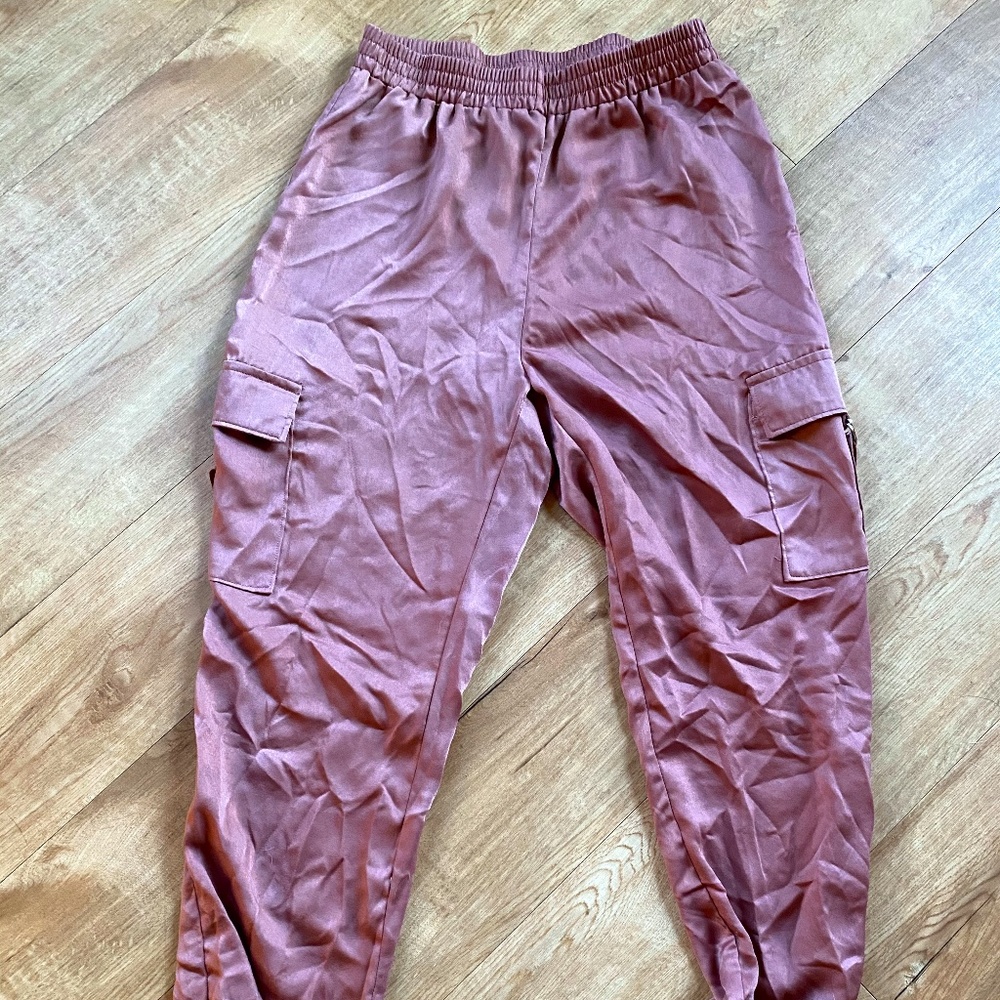 Forever21 Silk Cargo Pants Dusty Rose